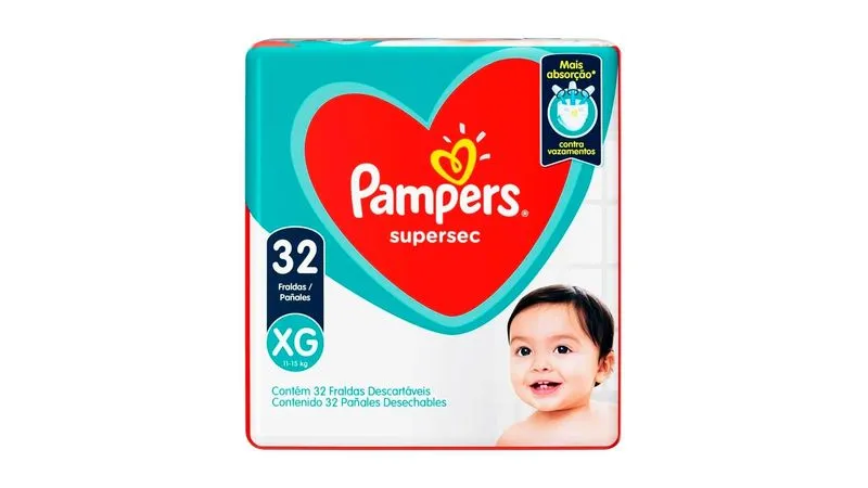 Fralda Pampers Supersec Mega XG 32 Unidades