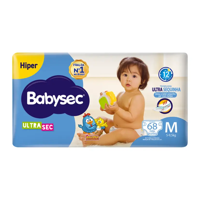 Fralda Babysec Galinha Pintadinha Hiper M 68 Unidades